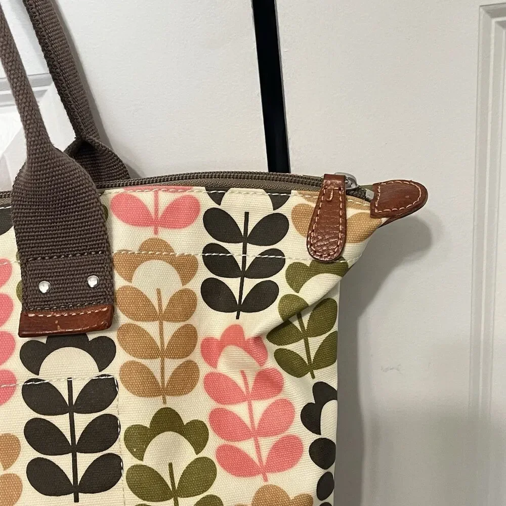 ORLA KIELY ETC floral stem print laminate canvas large tote handbag